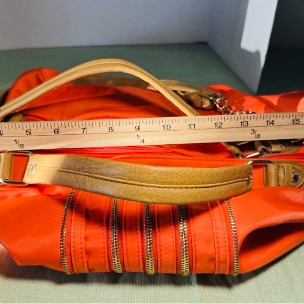 Olivia + Joy Chic Orange Shoulder Bag with Gold Accents - Picture 12 of 13